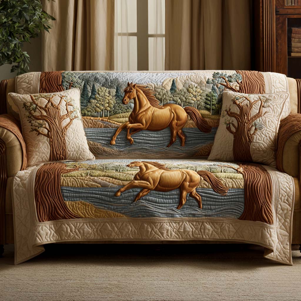 Woodland Pace Quilted Sofa Cover Table Room Decor Interior Design Gift Ideas - Tradiviet