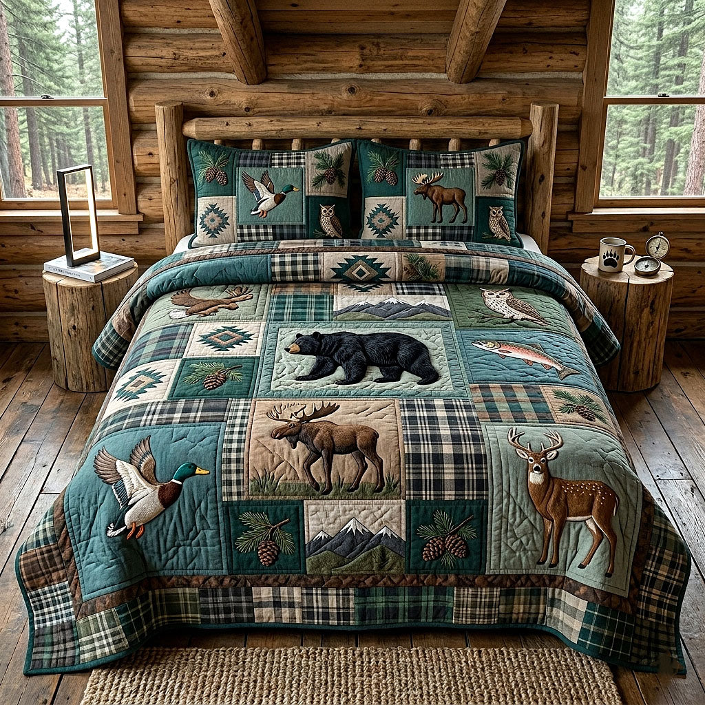 Woodland Patchwork Quilted Bedding Set Woodland Patchwork Festivity Gift Ideas - Tradiviet