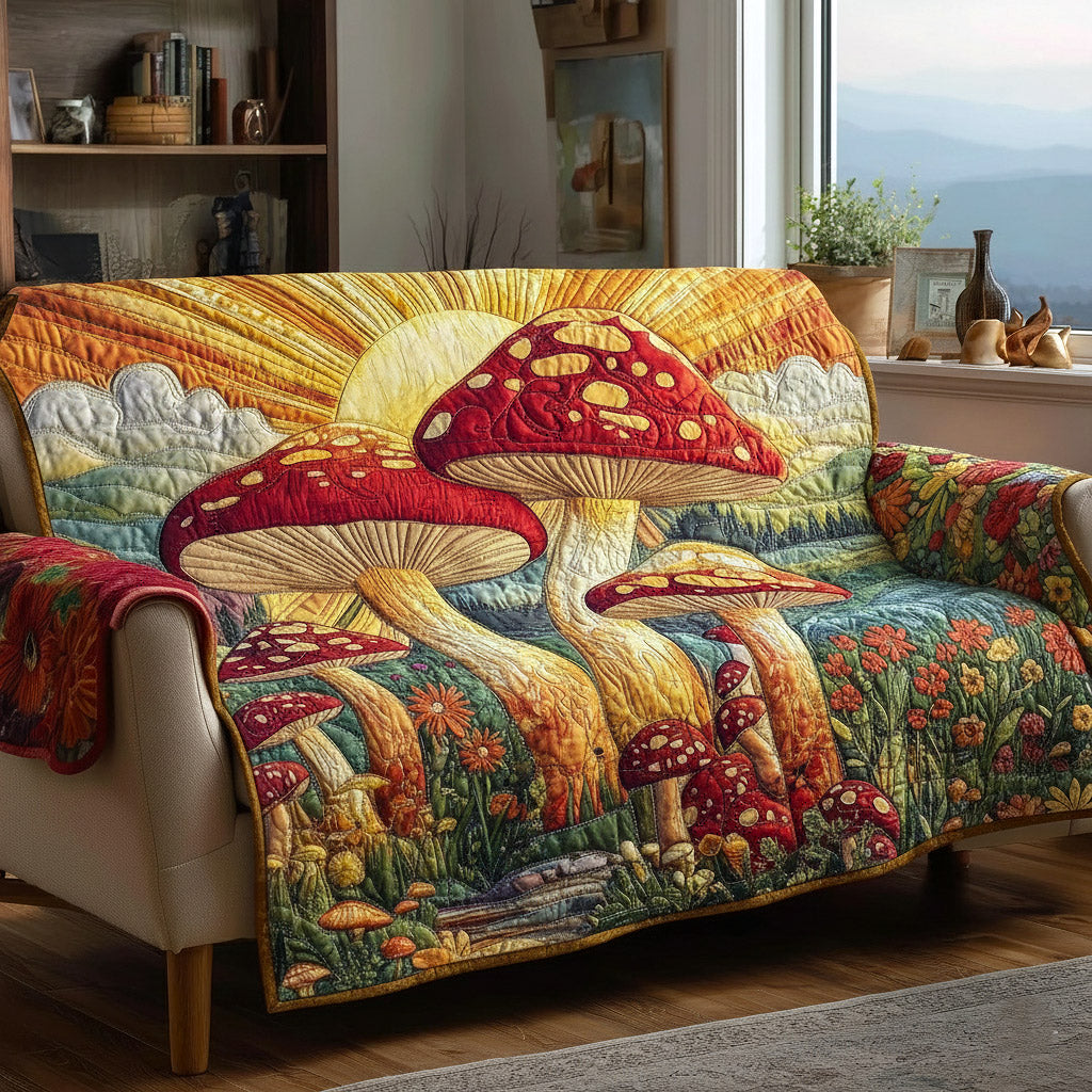 Woodland Sprout Quilted Sofa Cover Forest Home Couch Cover Home Gifts For Him - Tradiviet