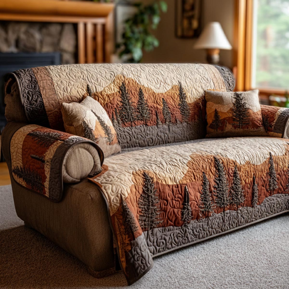 Woodland Whisper Quilted Sofa Cover Cute Room Decor Gift For Home Lover - Tradiviet
