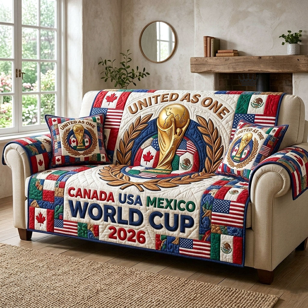 World Championship Quilted Sofa Cover Sports Home Couch Cover Room Gift For Him - Tradiviet