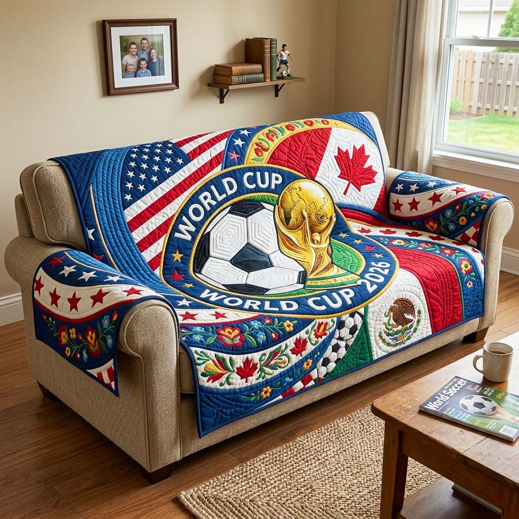 World Cup Quilted Sofa Cover Sports Home Couch Cover Gifts For Living Rooms - Tradiviet