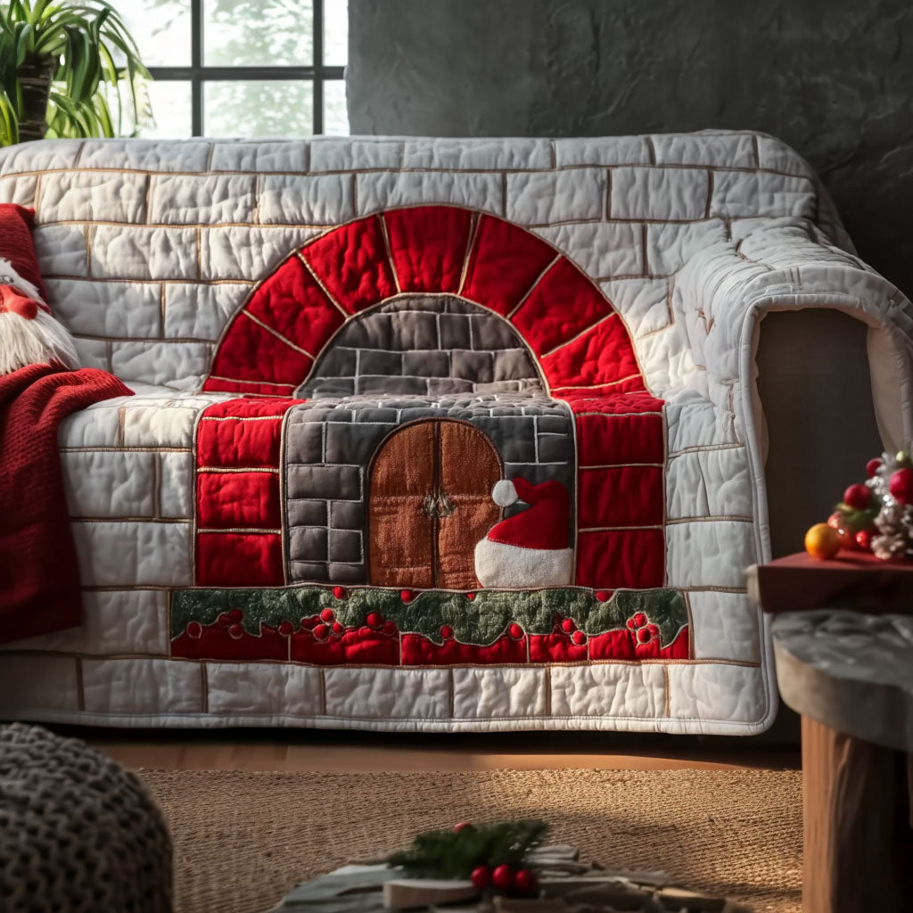 Xmas Hearth Haven Quilted Sofa Cover Holiday Living Room Decor Great Book Lover Gift Ideas - Tradiviet