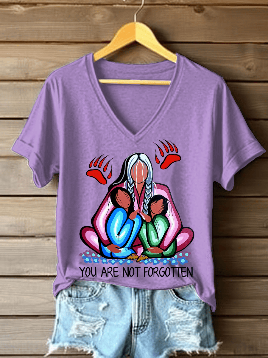 You Are Not Forgotten V-Neck Shirts Every Child Matters Merch Gift For Women - Tradiviet