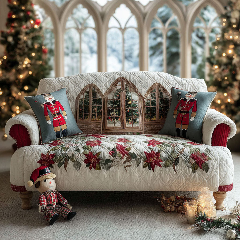 Yuletide Forest Quilted Sofa Cover Christmas Home Decor Present For Mother In Law Christmas - Tradiviet