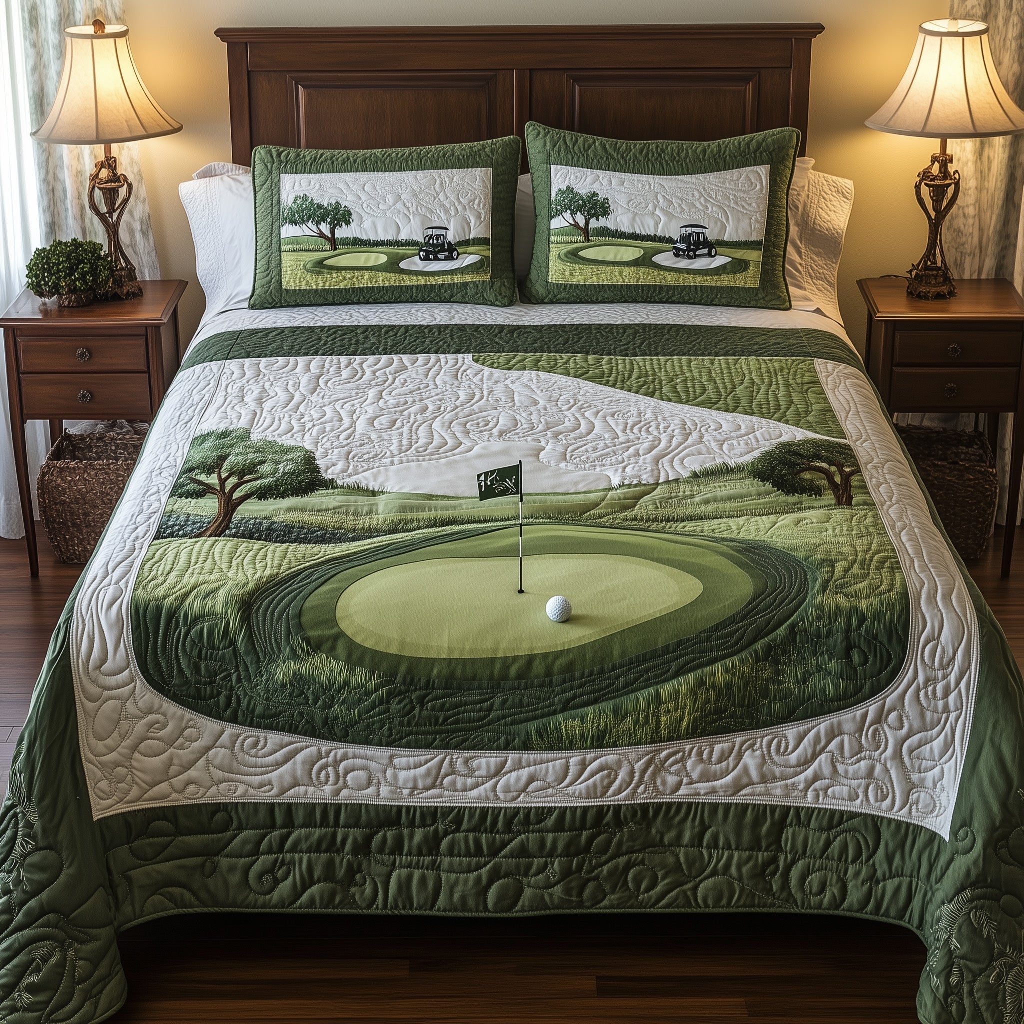 18th Hole Quilted Bedding Set Best King Sheets Cool Golf Gifts For Dad