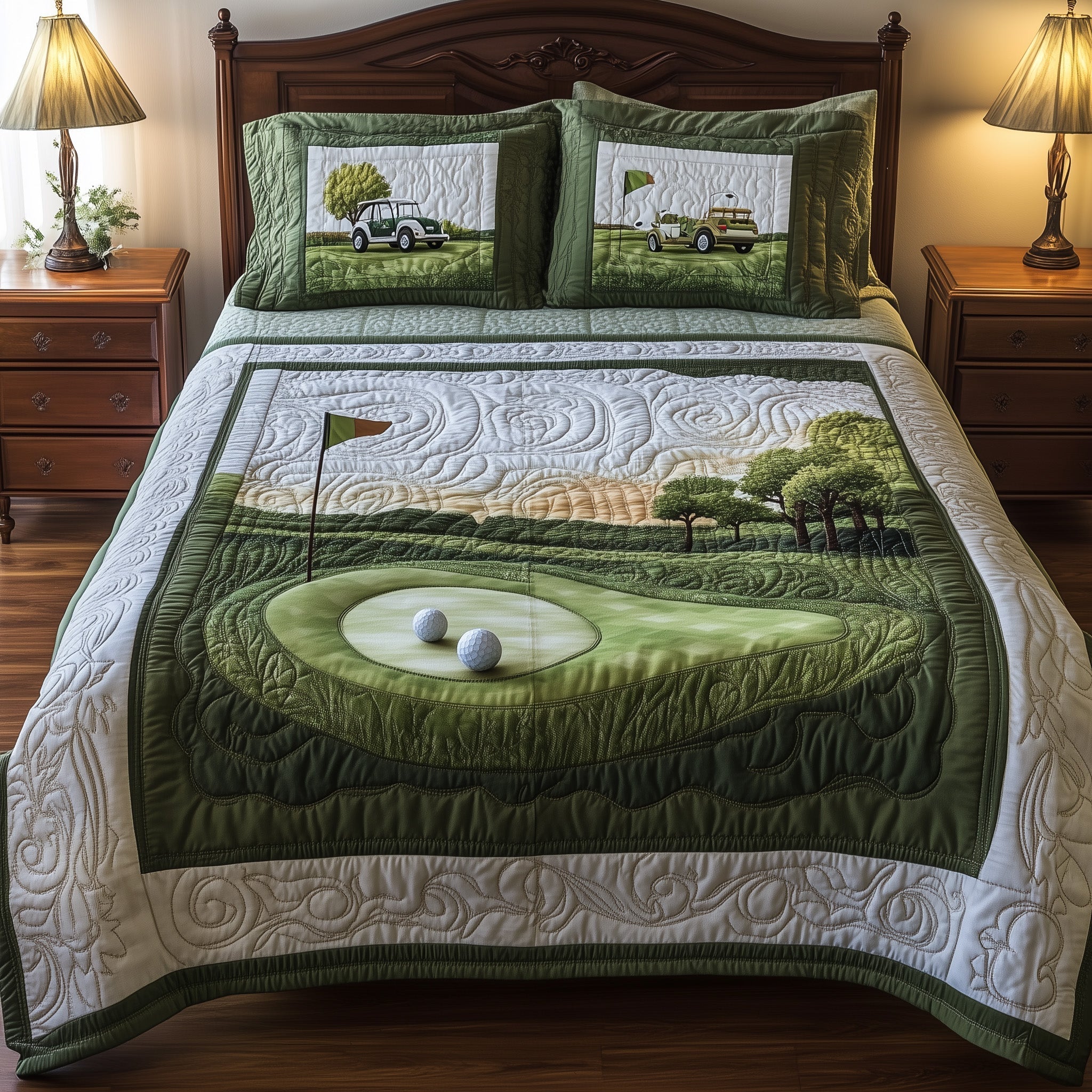 18th Hole Quilted Bedding Set Best Queen Sheets Best Golf Presents For Dad