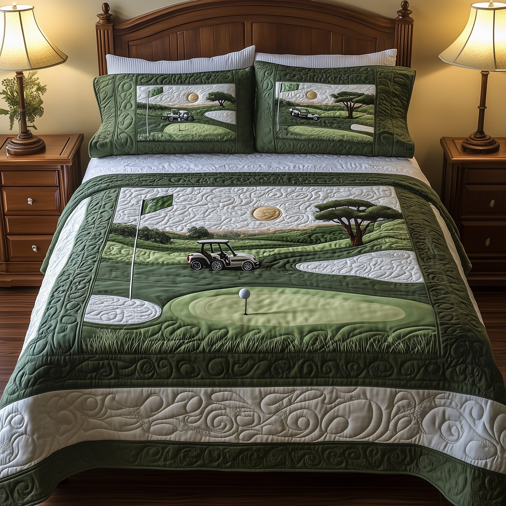 18th Hole Quilted Bedding Set Best Sheets Ever Good Golf Presents For Dad