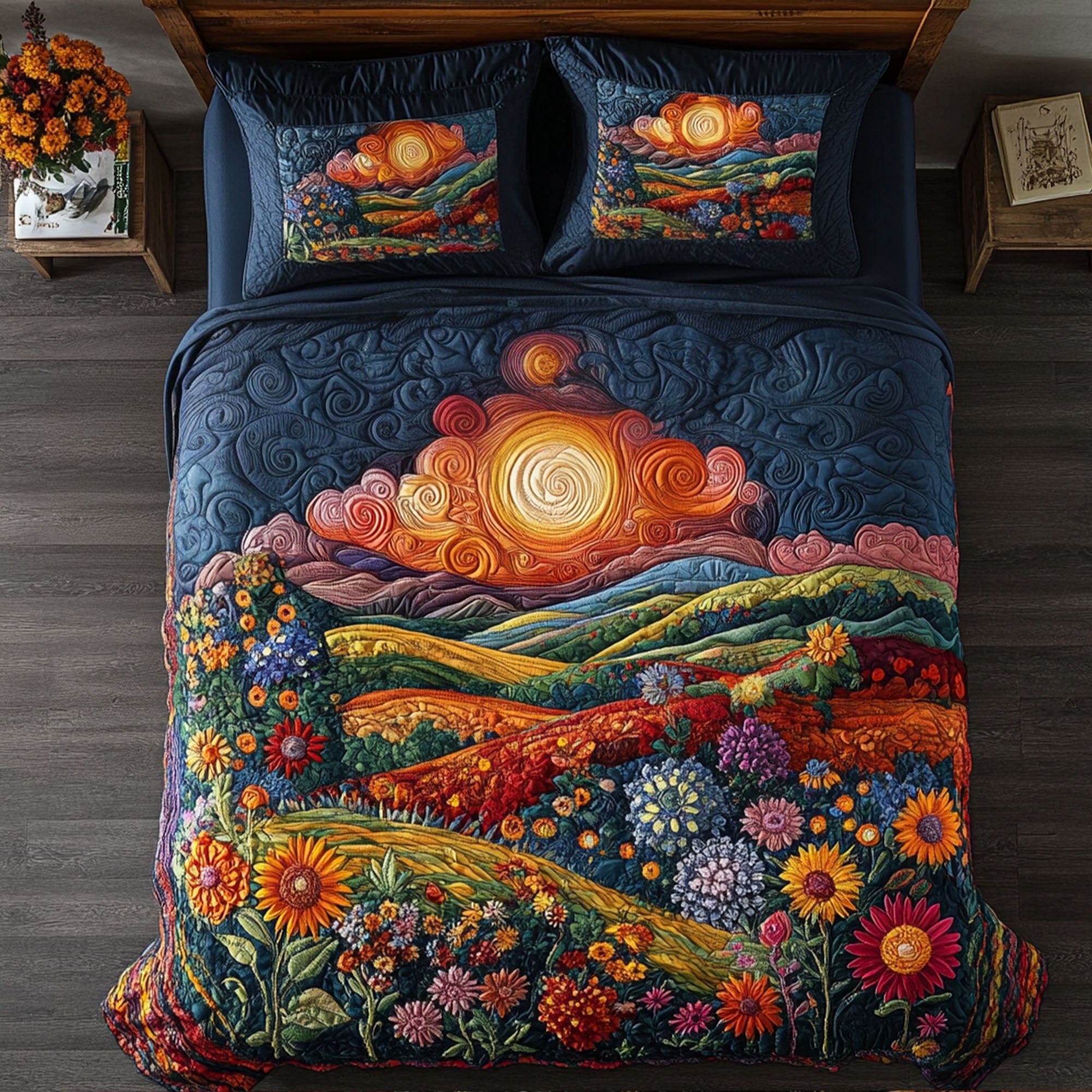 A Symphony of Nature Quilted Bedding Set Cute Bed Sheet Set Meaningful Gifts For Dad Birthday