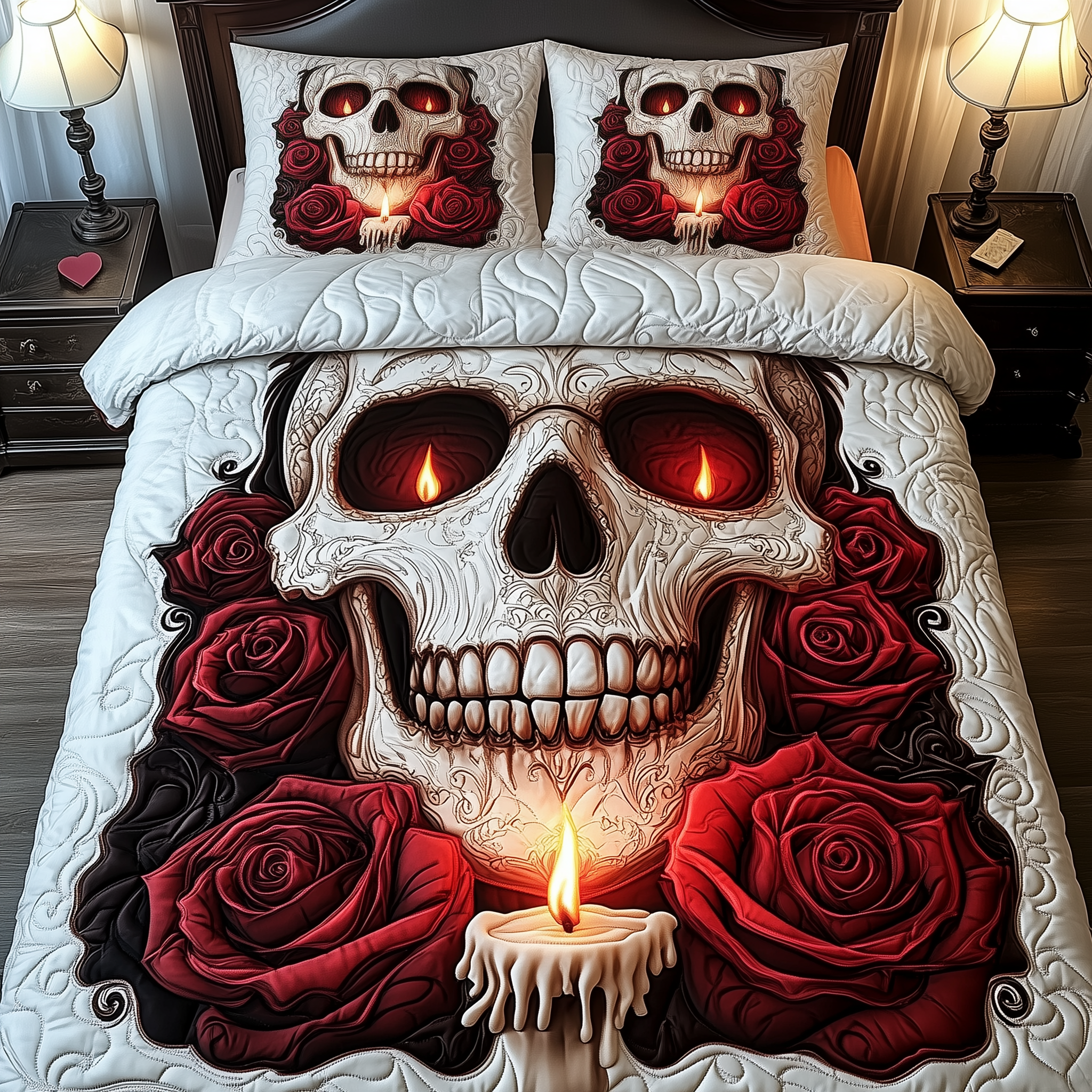 A Valentine Dinner Quilted Bedding Set Bedroom Decor Mexican Skull Souvenirs