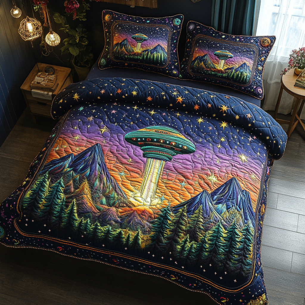 Abduction Aesthetic Quilted Bedding Set Best King Bed Sheets Special Present For Mum
