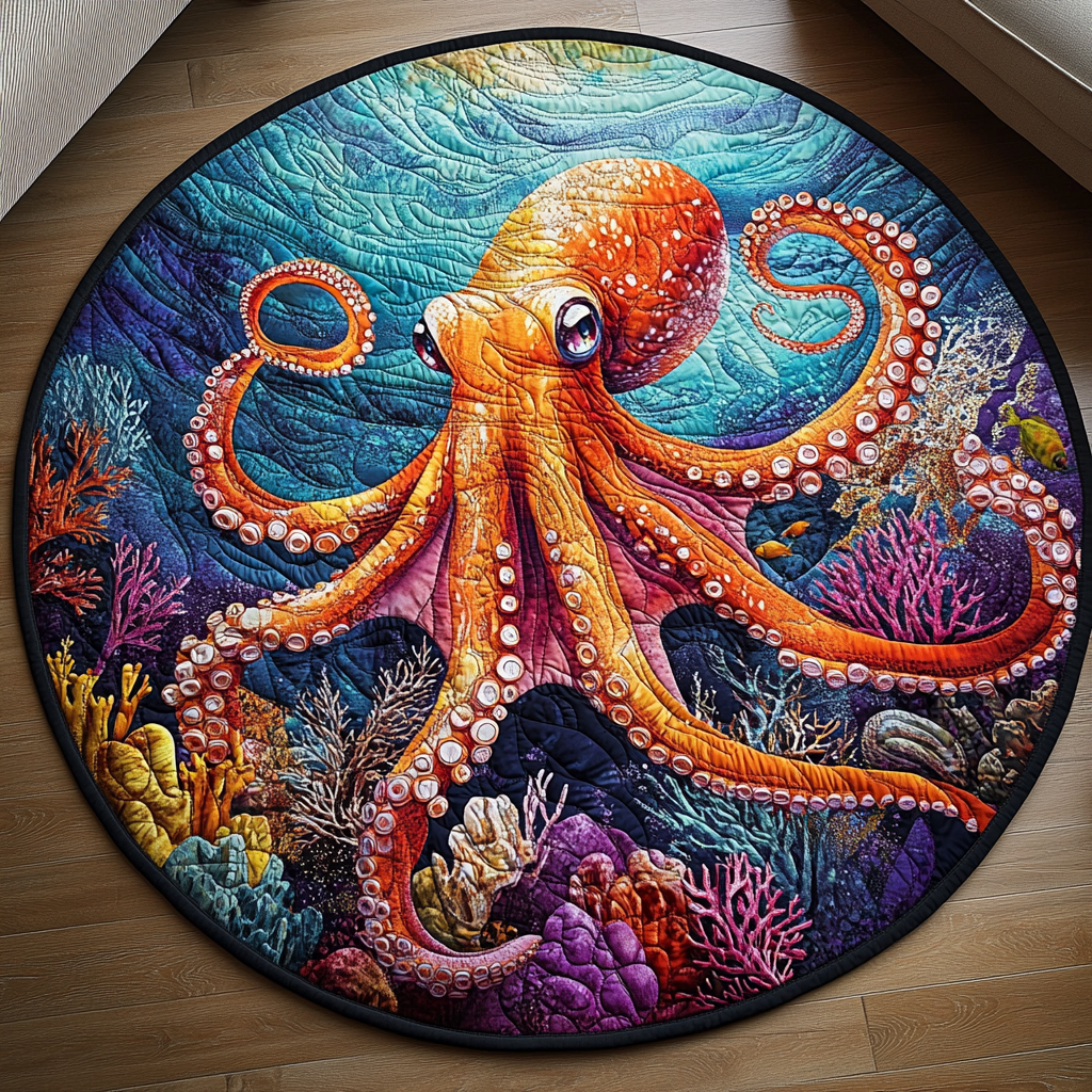 Abyssal Secrets Quilted Round Mat Indoor Round Rugs Fathers Day Presents