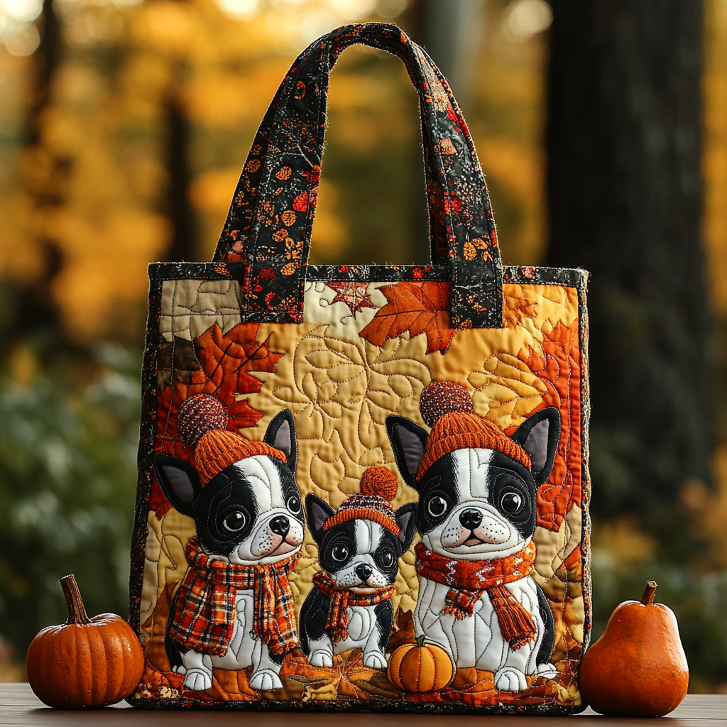 Adorable Boston Terrier Quilted Tote Bag Handbags Cute Gifts For Mom