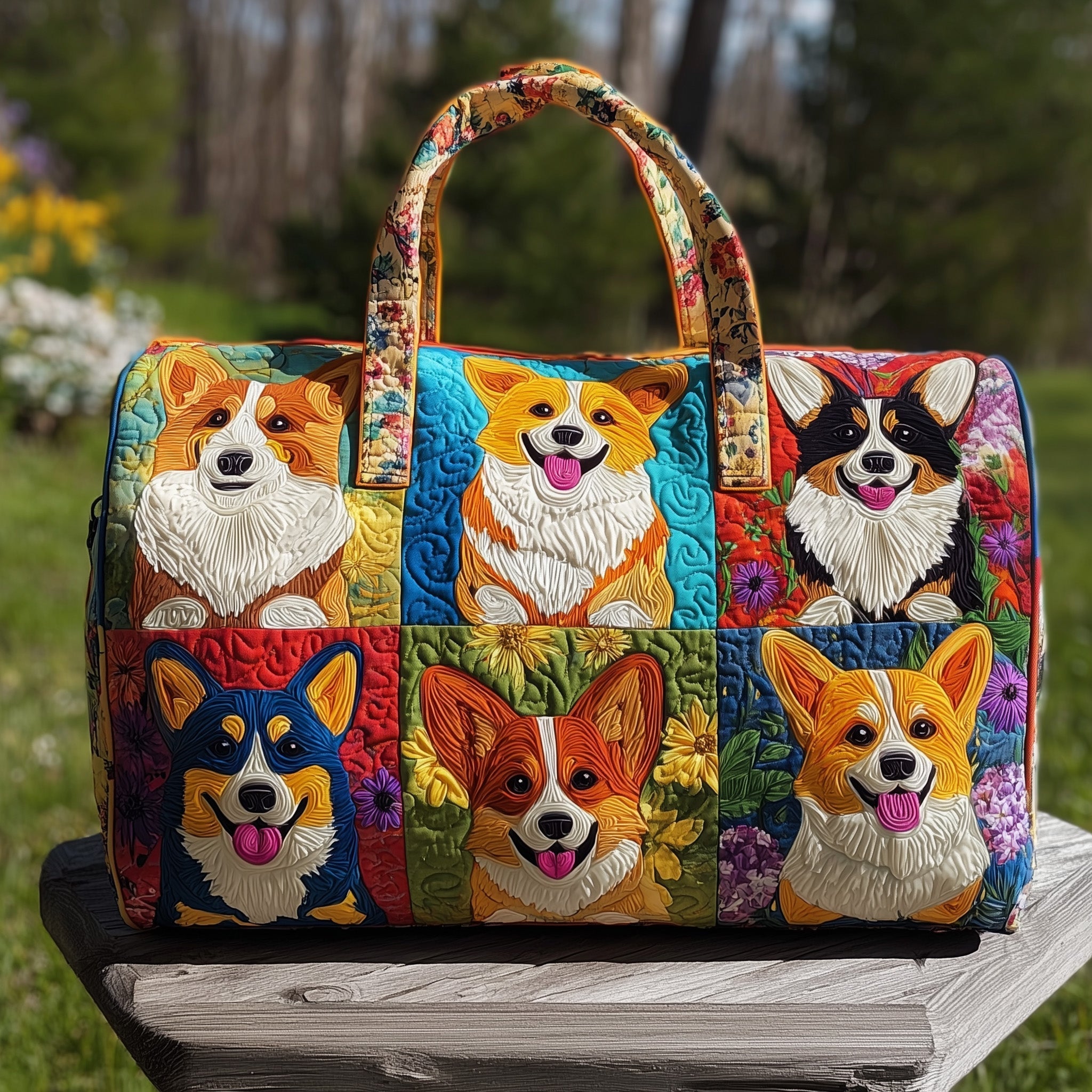 Adorable Corgi Quilted Duffle Bag Athletic Bag Best Gifts For Mom