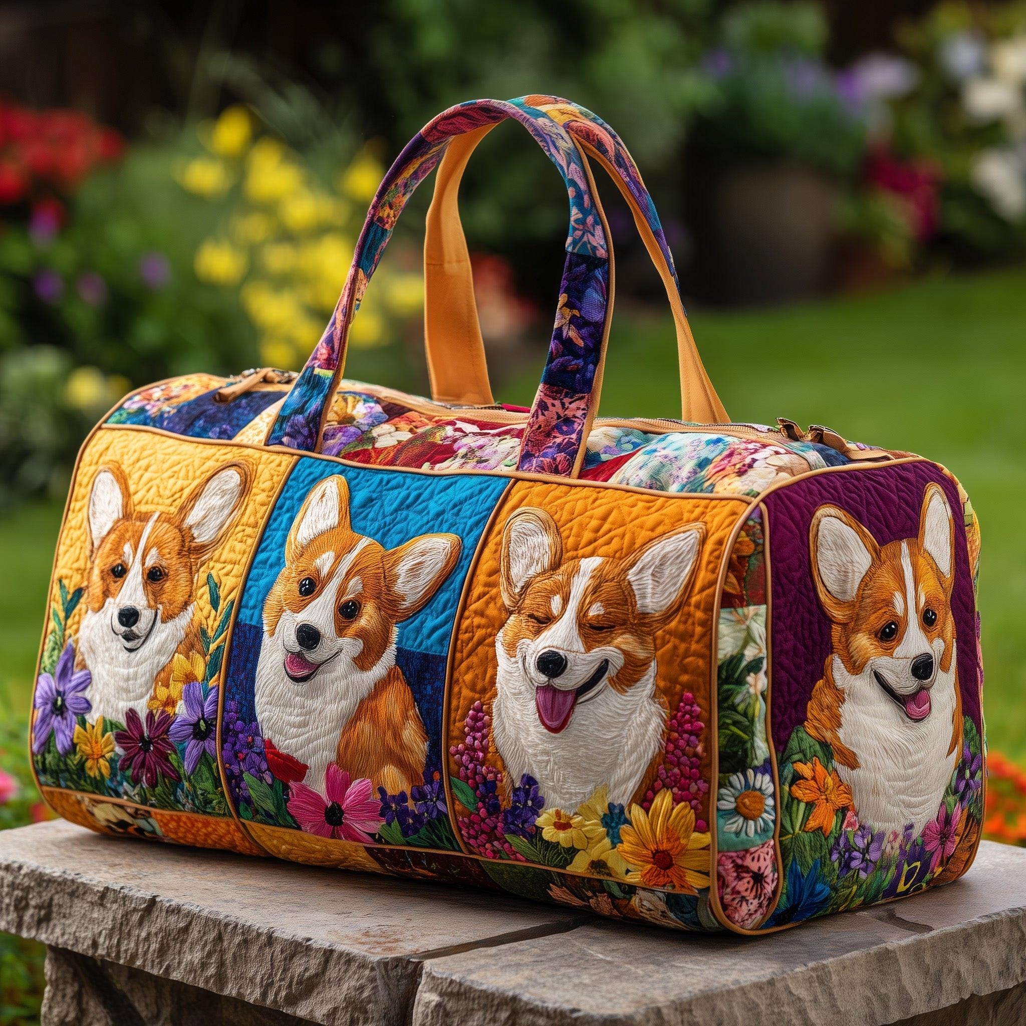 Adorable Corgi Quilted Duffle Bag Cool Duffle Bags For Women Gift Ideas For Your Mom