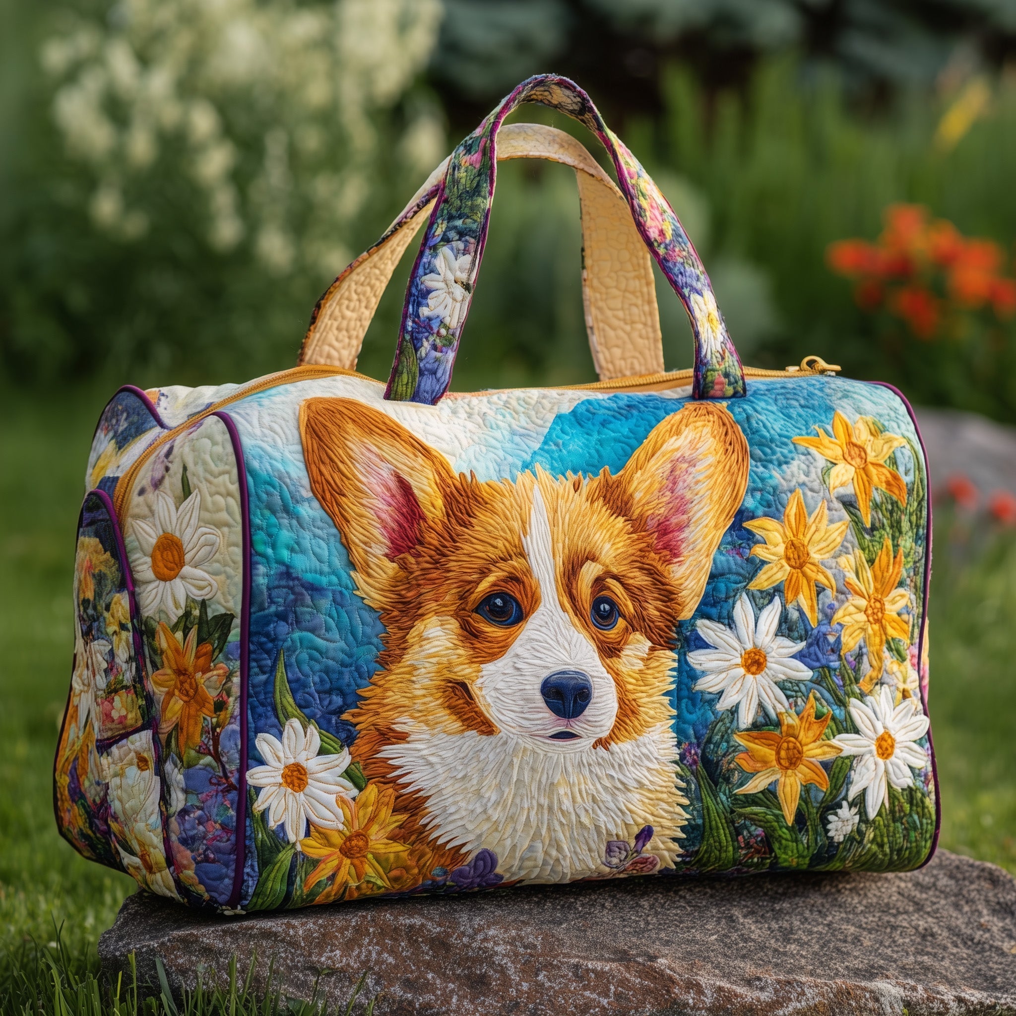 Adorable Corgi Quilted Duffle Bag Cool Duffle Bags Gifts For Mother In Law