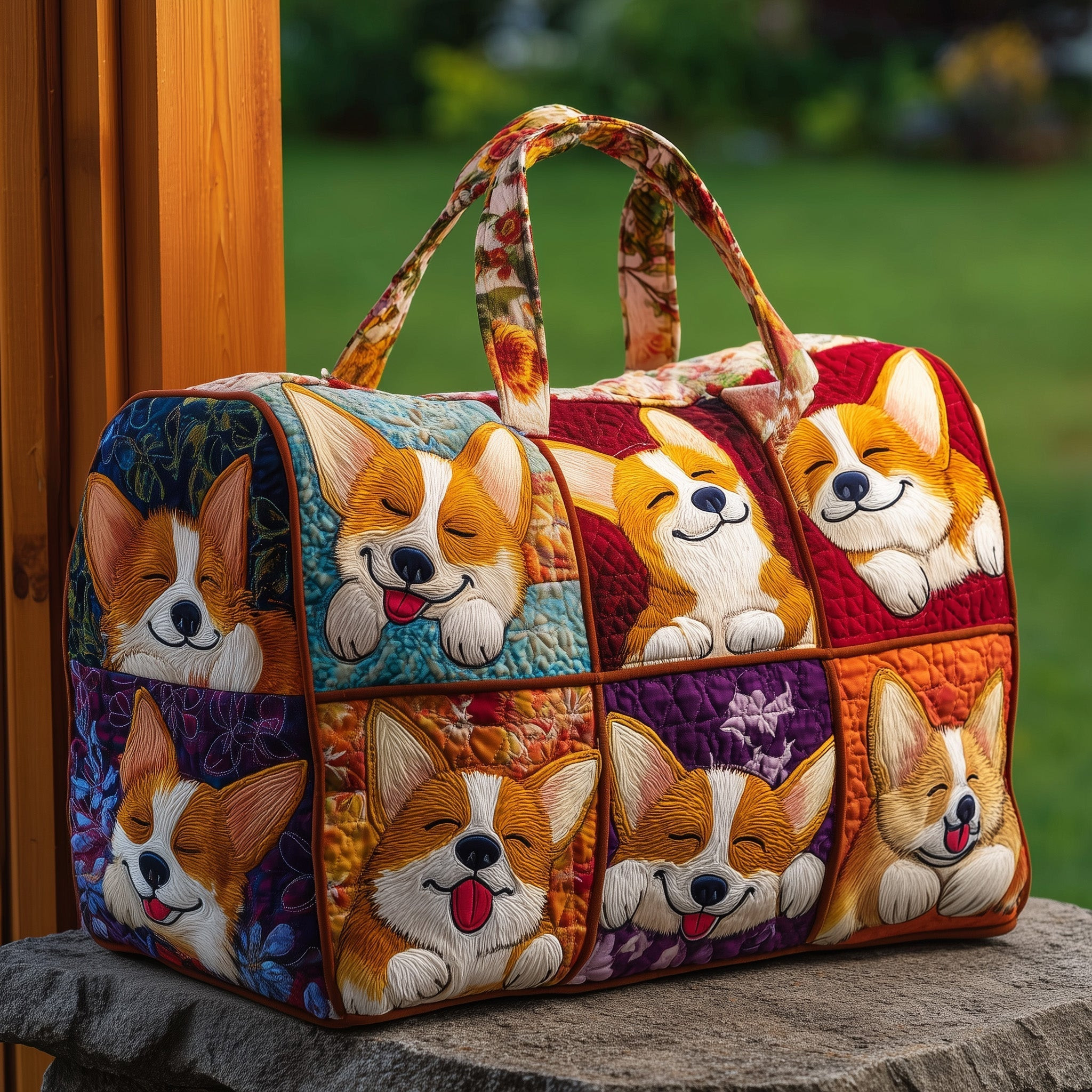 Adorable Corgi Quilted Duffle Bag Womens Gym Duffle Bag Good Mothers Day Gifts