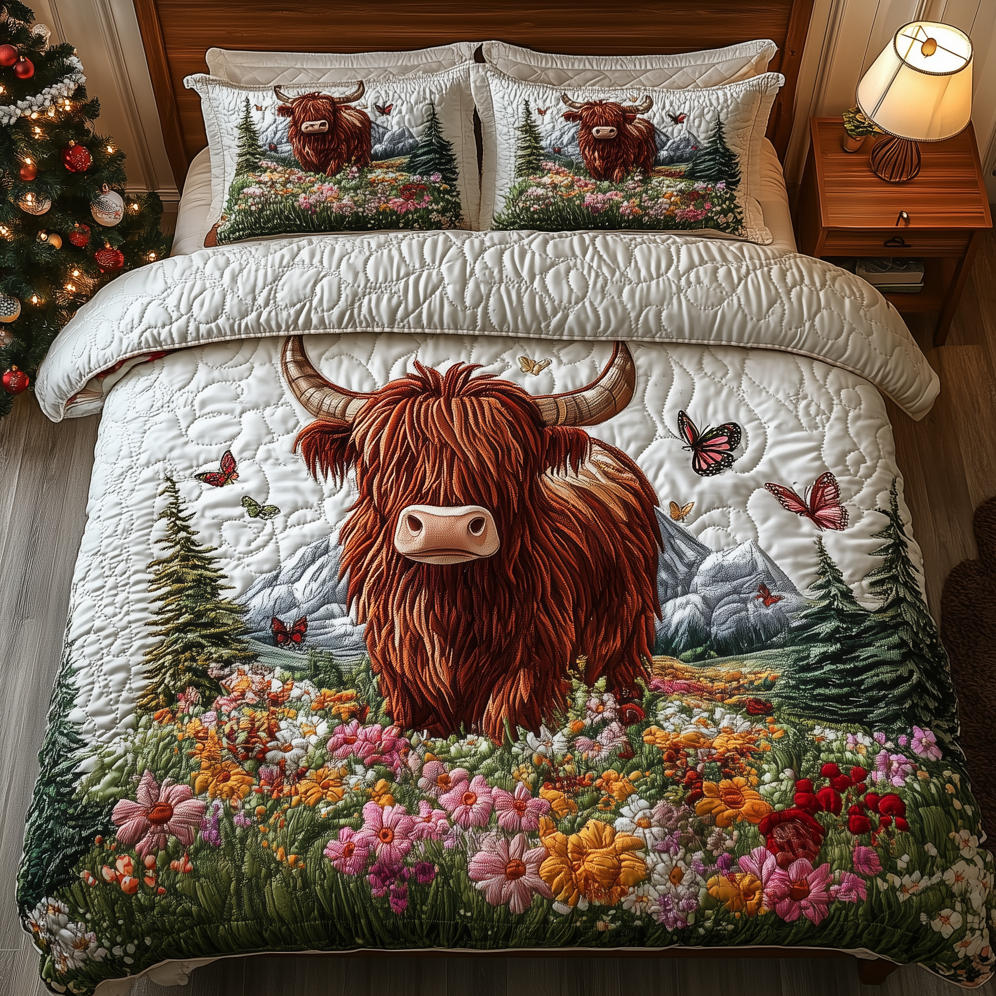 Adorable Highland Cow Quilted Bedding Set Cool Bedroom Ideas Cow Print Christmas Gifts