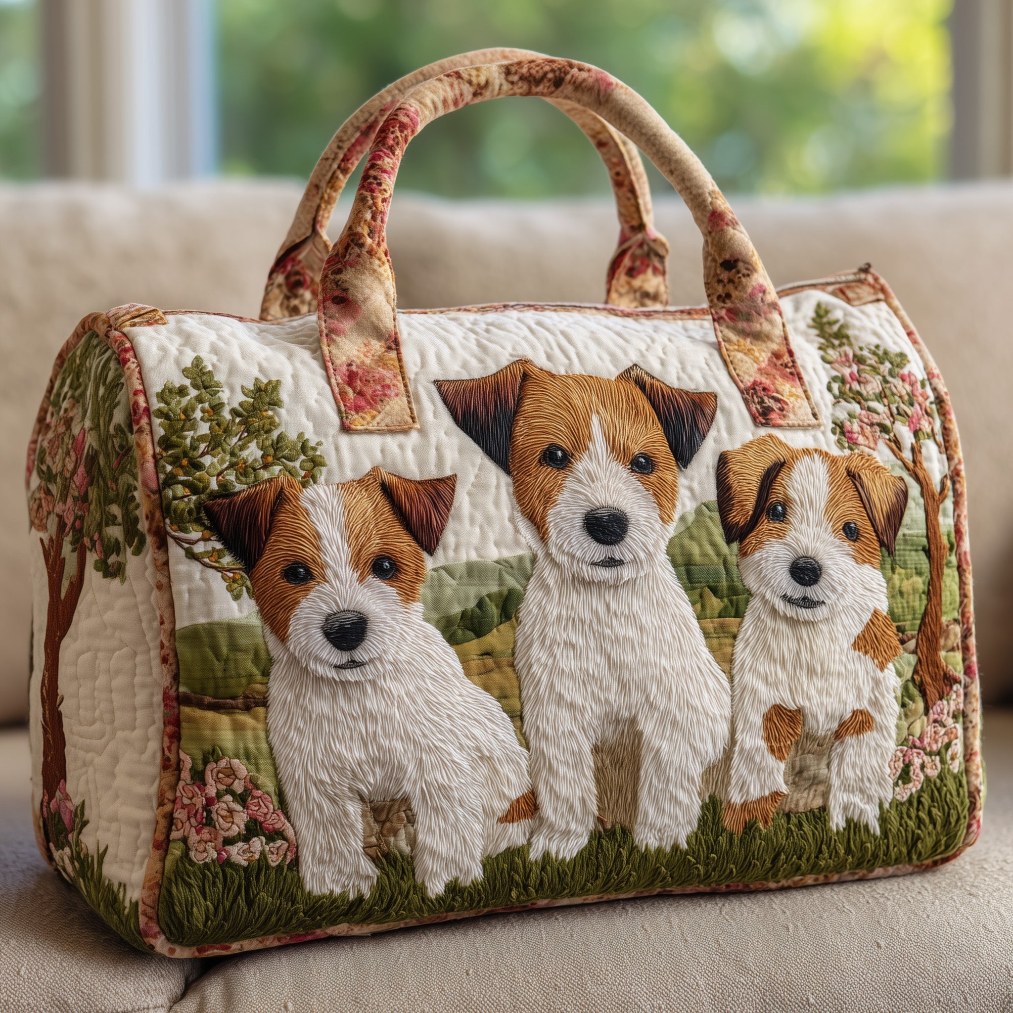 Adorable Jack Russell Quilted Duffle Bag Small Duffle Bag Women Gifts For Mother In Laws Birthday