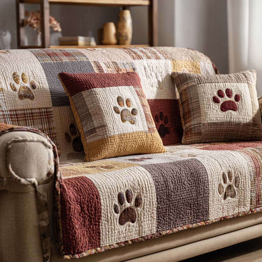 Adorable Paw Quilted Sofa Cover Sofa Saver Covers Dog And Owner Gifts