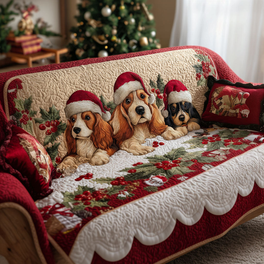 Adorable Spaniel Charm Quilted Sofa Cover Sofa Protector Cover Top Gifts For Dog Owners