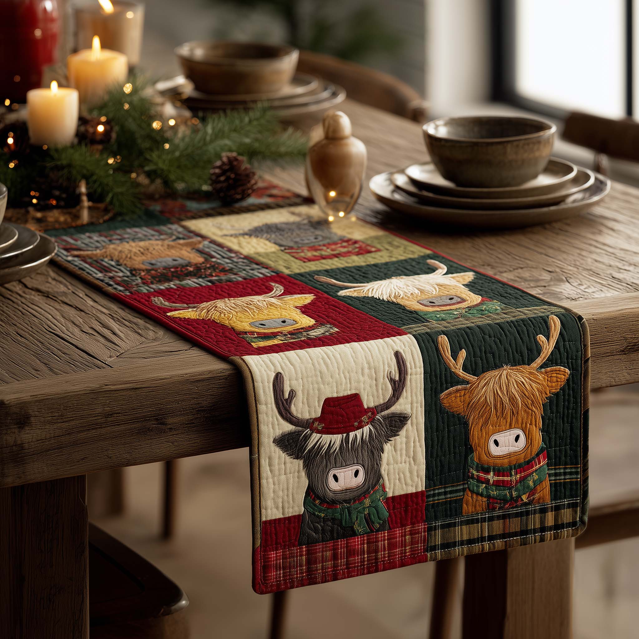 Adorable Western Quilted Table Runner Holiday Dining Table Decor Xmas Presents For Mother In Law