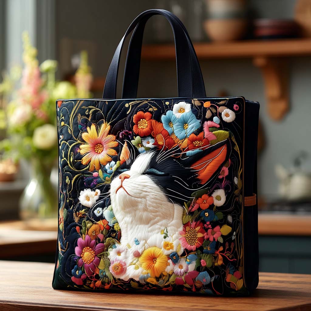 Adorable Whiskers Quilted Tote Bag Popular Designer Totes Gift Ideas For Cat Lovers