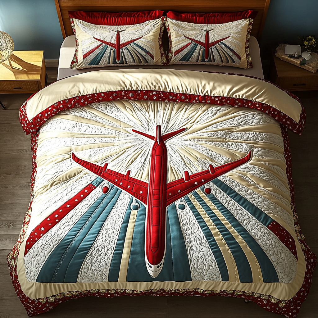 Adventure Airplane Quilted Bedding Set Best Sheet Sets Father's Day Special Gifts For Dad