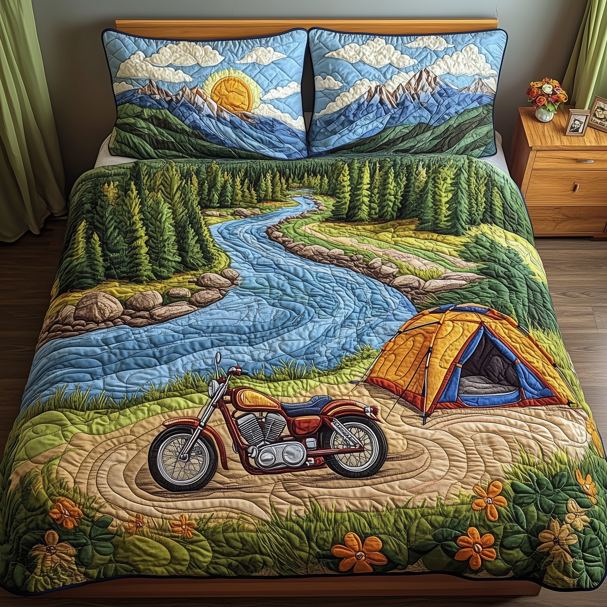 Adventure Awaits Quilted Bedding Set Unique Bed Sheet Set Top Father's Day Gifts