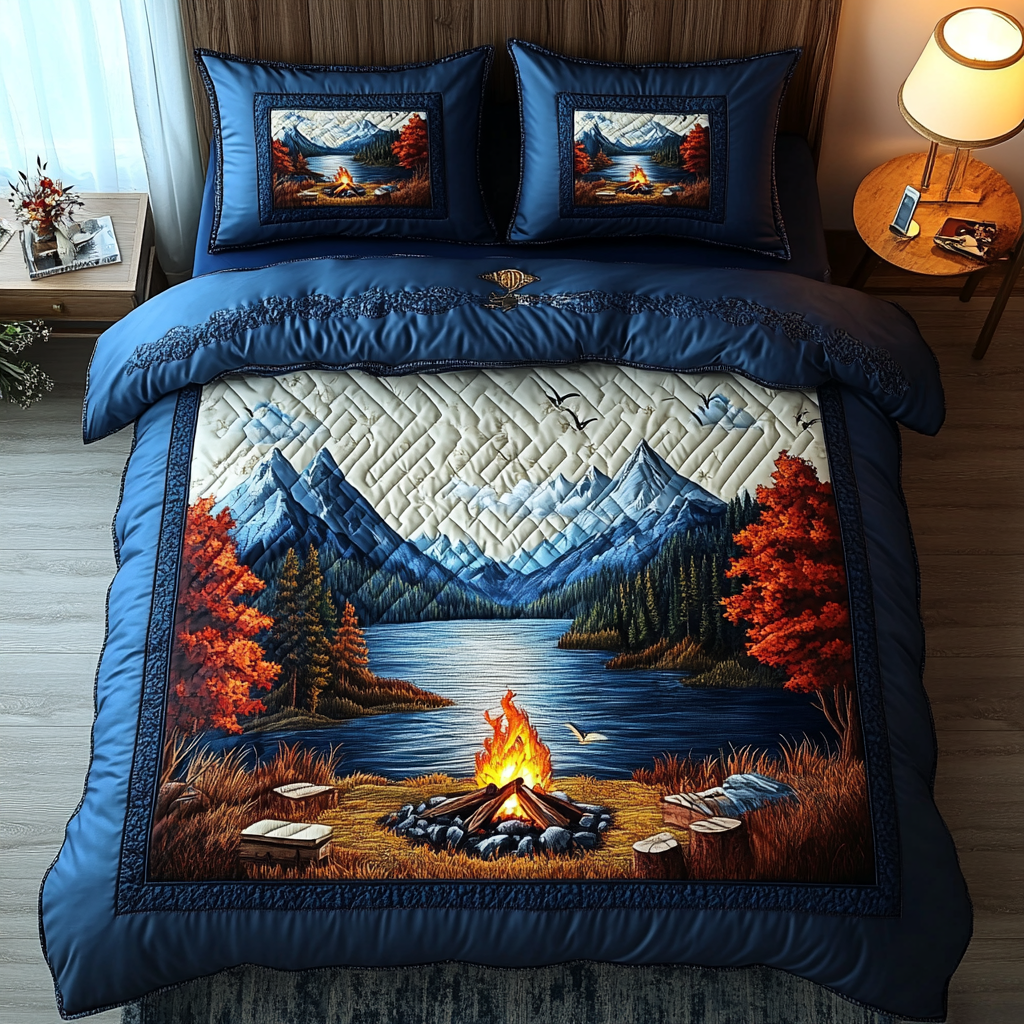 Adventure Camp Quilted Bedding Set Unique Bed Sheet Set Useful Gifts For Mom