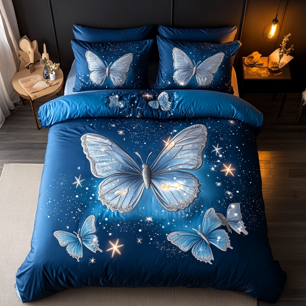 Aflutter in the Breeze Quilted Bedding Set Best King Bedding Sets Butterfly Gifts For Adults