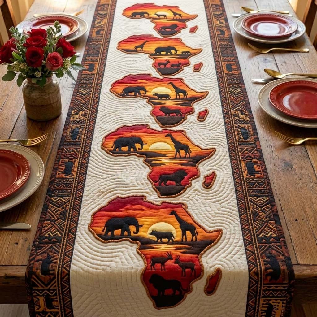 Africa Legacy Quilted Table Runner Dining Room Table Decor Ideas Melanin Black Women Gift Ideas