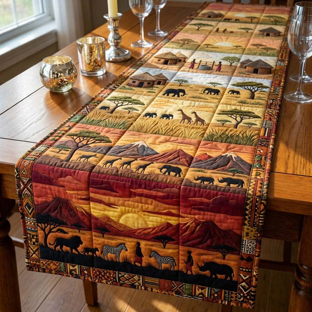 Africa Legacy Quilted Table Runner Dining Table Decor Melanin Black Women Gifts For Her