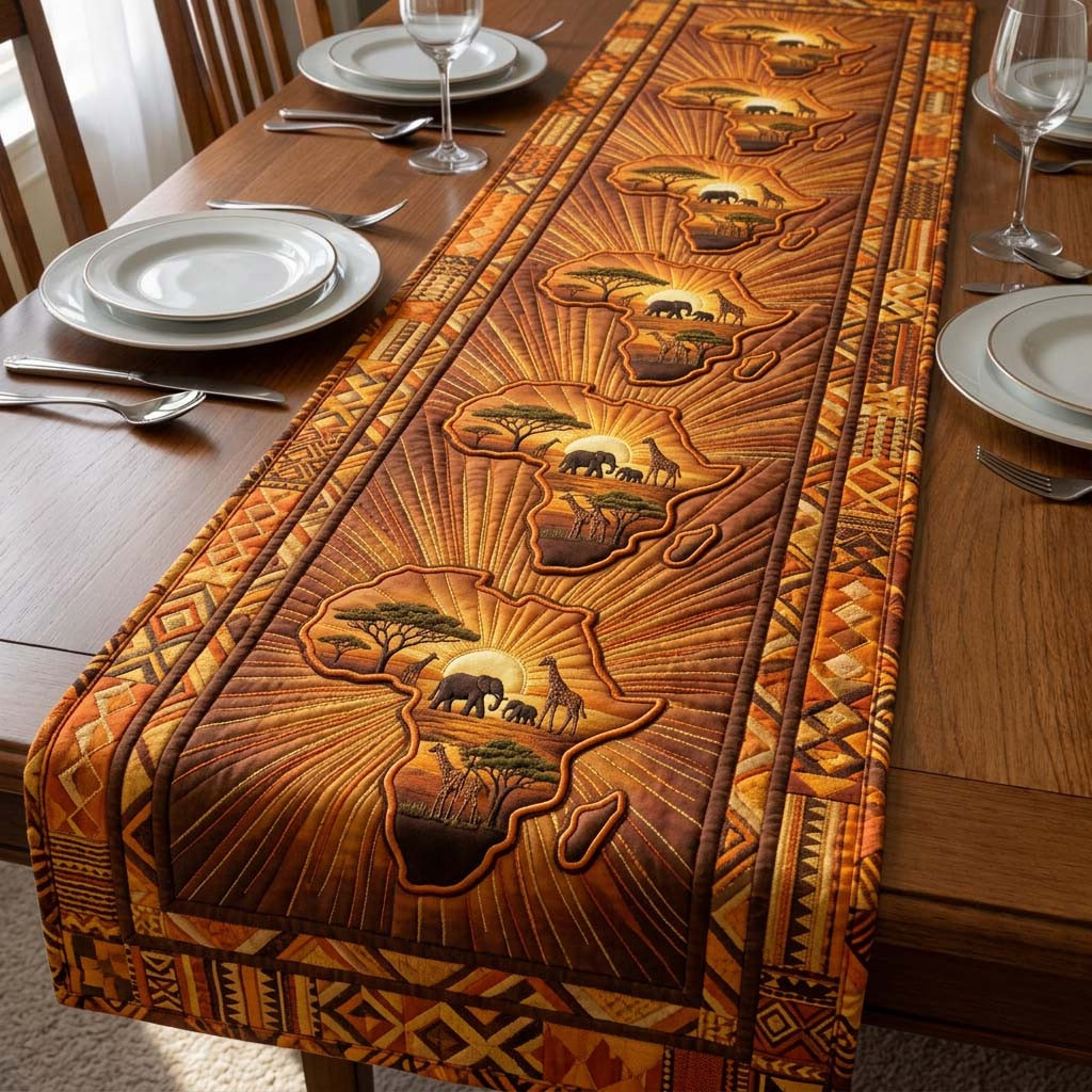 Africa Legacy Quilted Table Runner Kitchen Decor Black Women Melanin Gifts