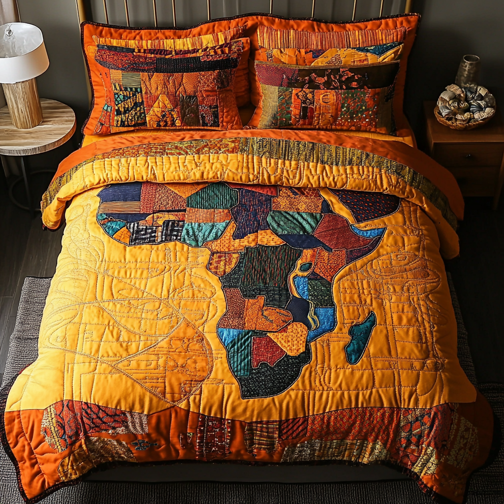 Africa Map Quilted Bedding Set Best Bedspread Set Melanin African American Gifts Stuff