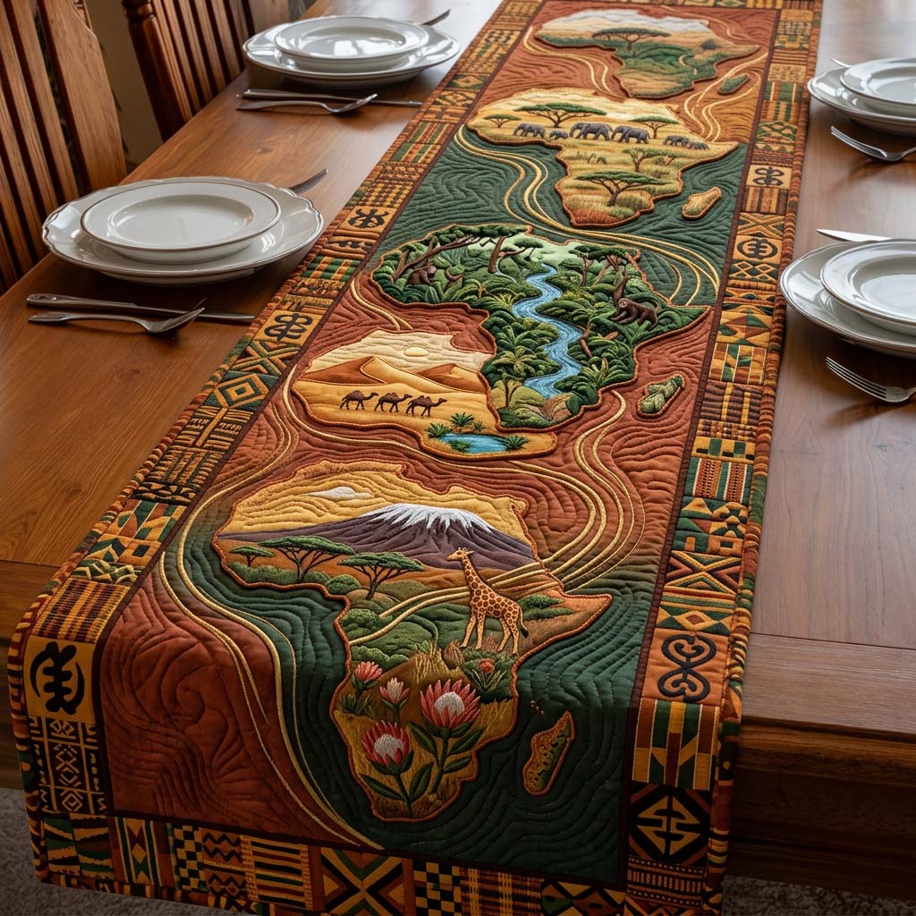Africa Soul Quilted Table Runner Dinner Table Decor Ideas African American Gifts For Her