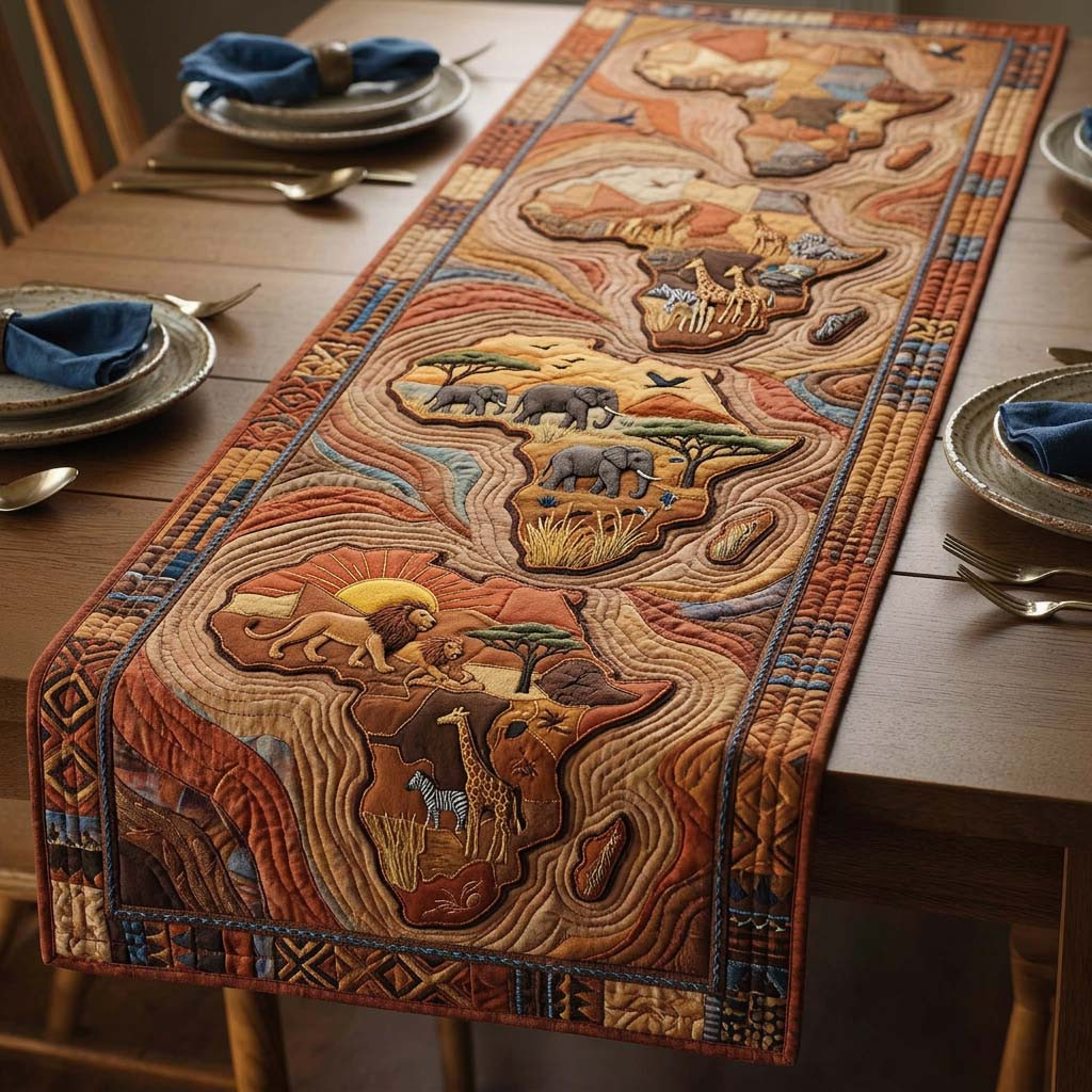 Africa Spirit Quilted Table Runner Dining Decor Melanin African American Gifts