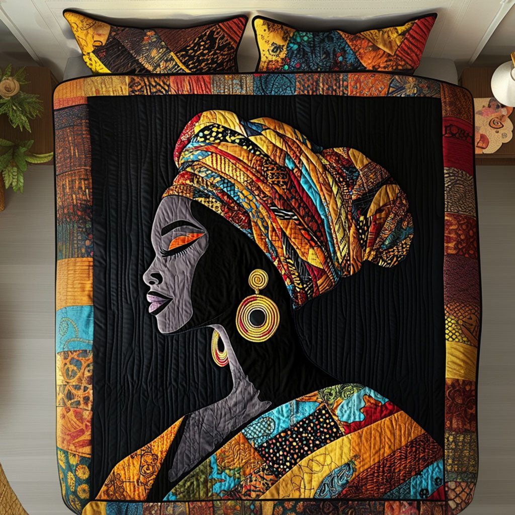 African Elegance Quilted Bedding Set Cute Bed Sheet Set Black Women Melanin Gifts