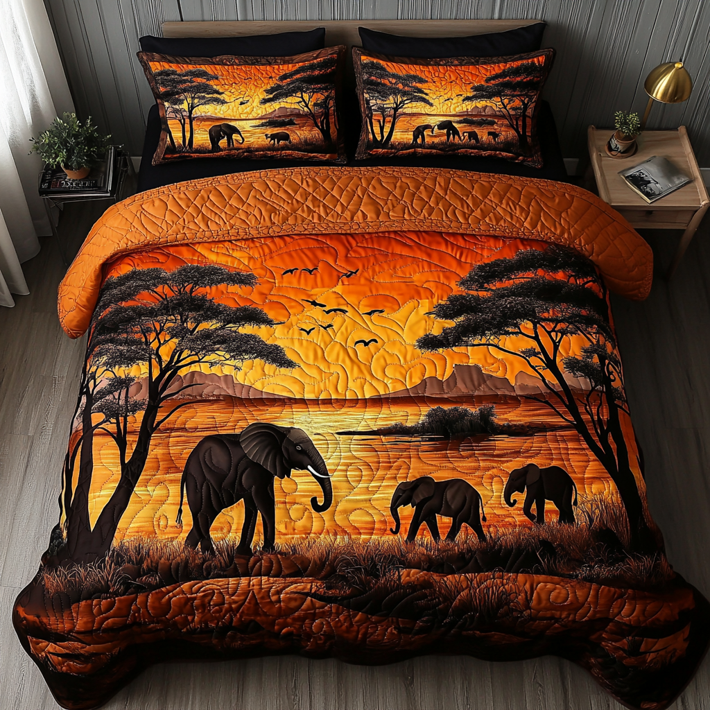 African Horizon Quilted Bedding Set Bed Decor Ideas Melanin Themed Gifts