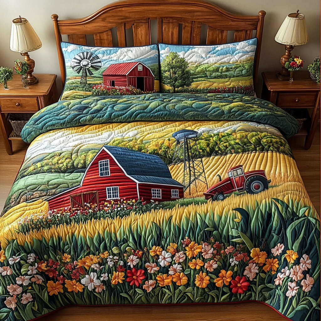 Agricultural Bliss Quilted Bedding Set Unique Bed Sheet Set Gift For Cattle Rancher