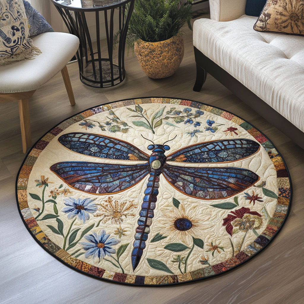 Airborne Elegance Quilted Round Mat Round Small Rugs Unique Dragon Gifts