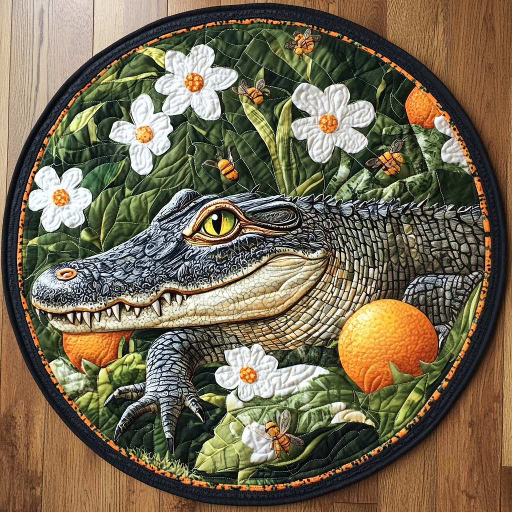 Alligator Chic Quilted Round Mat Circle Rugs Small Best Father's Day Gifts
