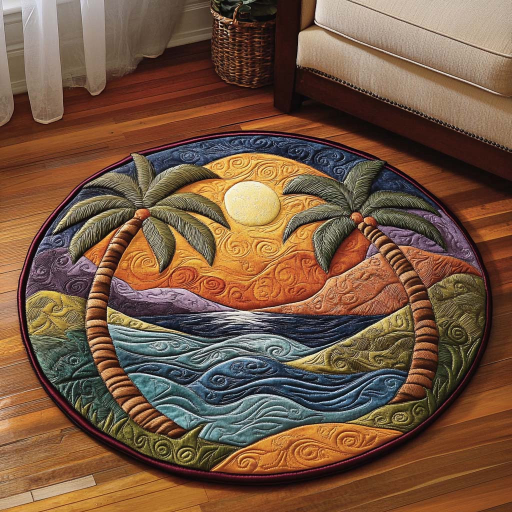 Aloha Horizon Quilted Round Mat Round Floor Mat Best Gifts For Beach Lovers