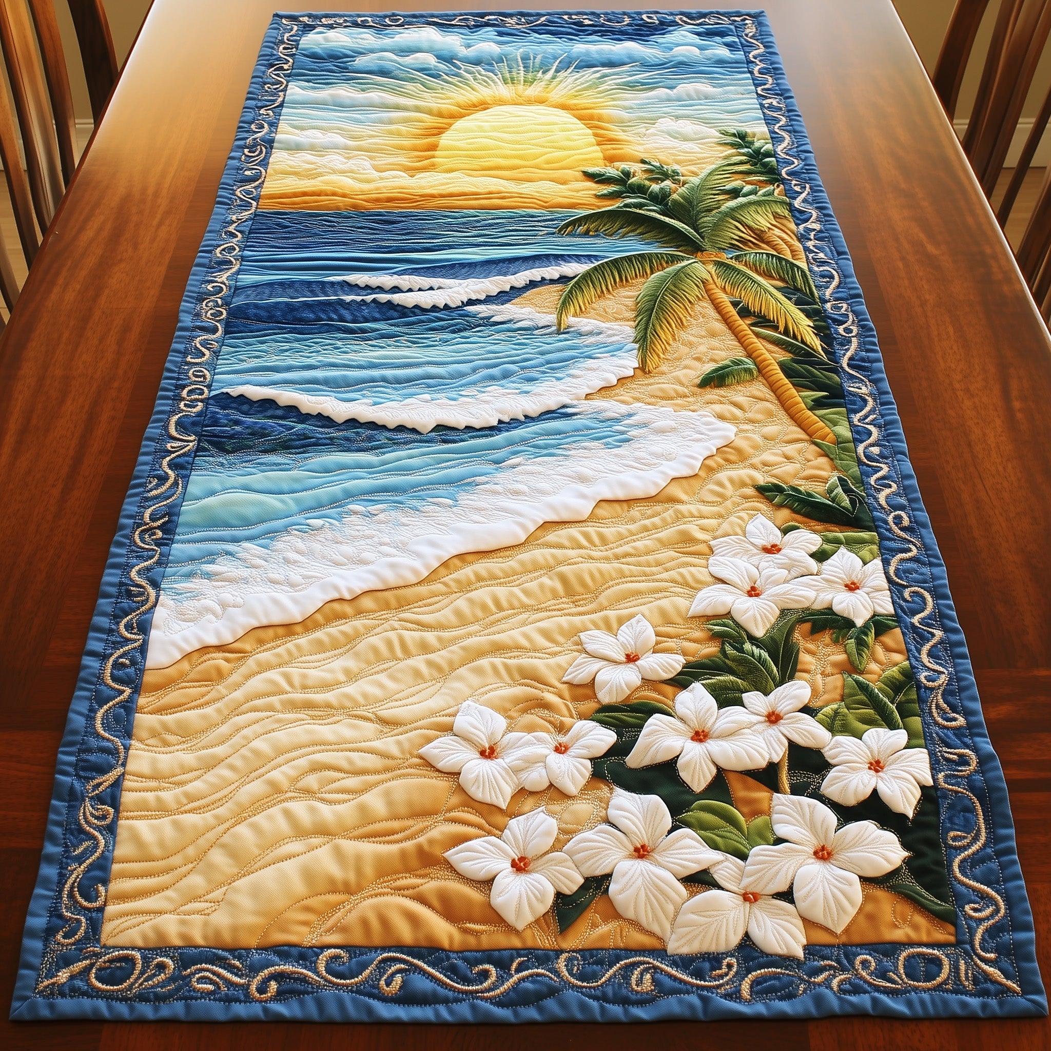 Aloha Petals Quilted Table Runner Dining Table Runner Mother Gifts From Son