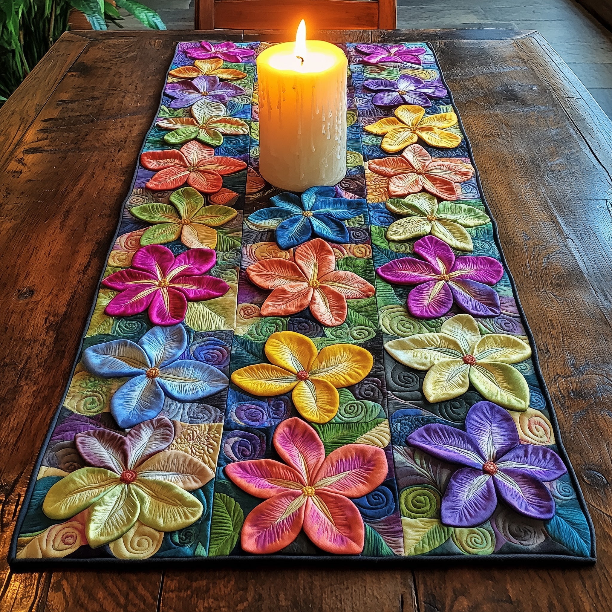 Aloha Petals Quilted Table Runner Kitchen Decor Mummy And Daughter Gifts