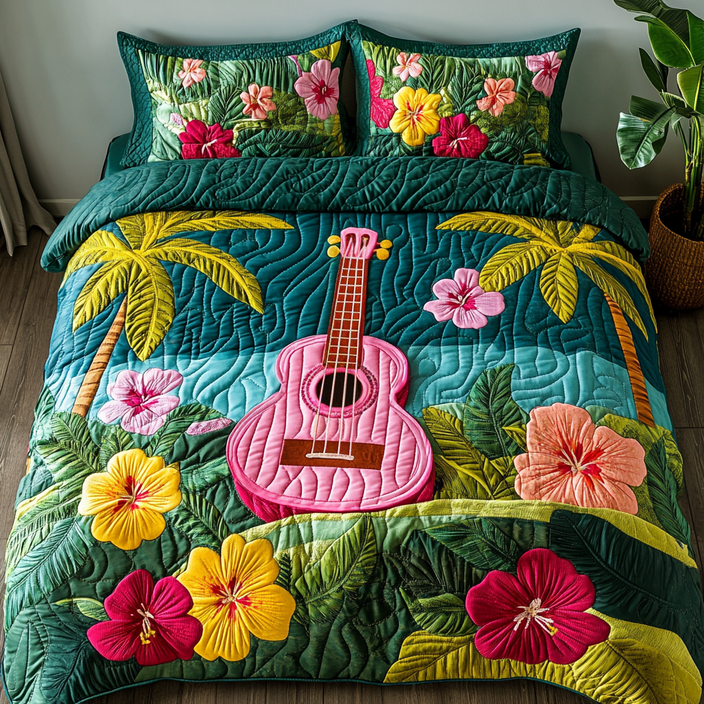 Aloha Vibes Quilted Bedding Set Bed Decorations Beach Themed Gifts For Her