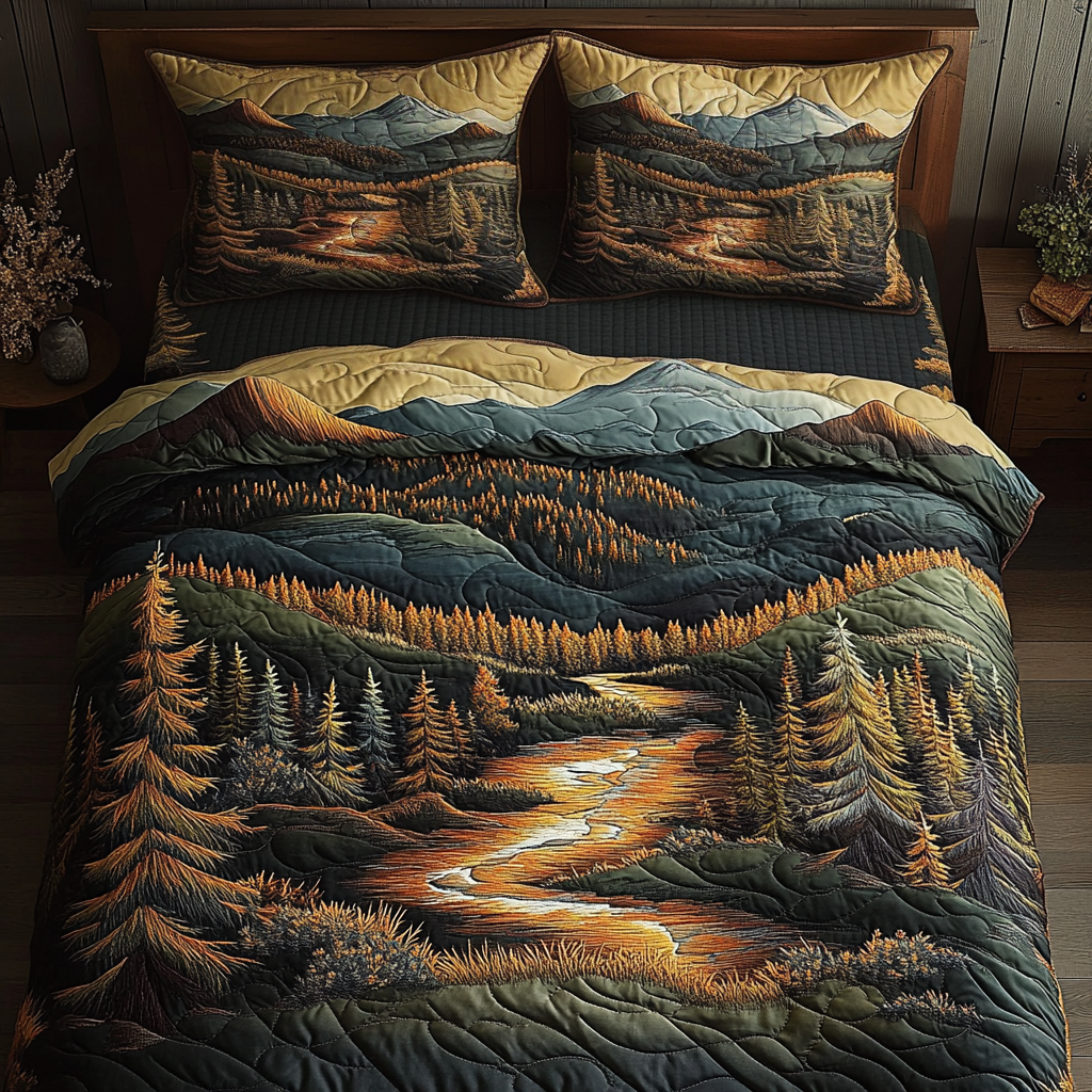 Alpine Flame Quilted Bedding Set Cute Room Decor Ideas For Mother' Day Gifts