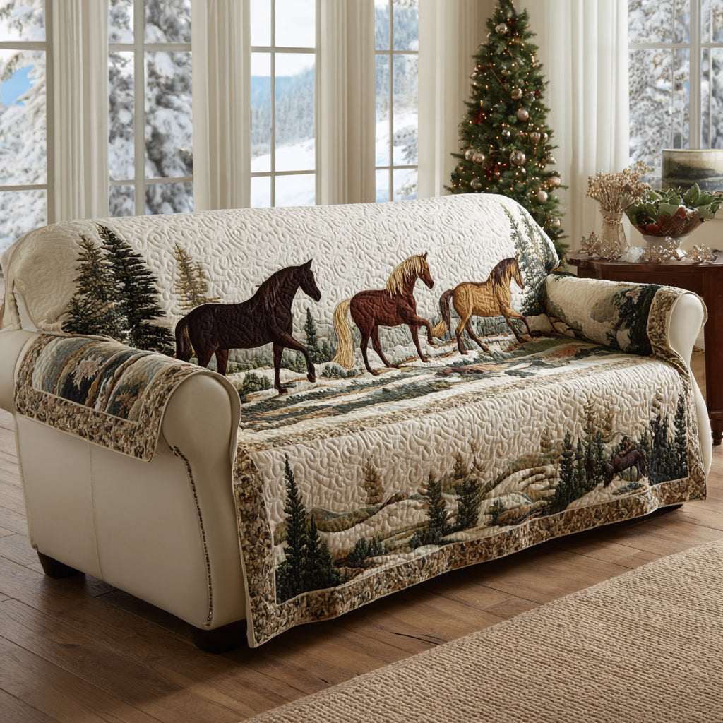 Alpine Horse Spirit Quilted Sofa Cover Sofa Seat Covers Unique Gifts For Horse Lovers