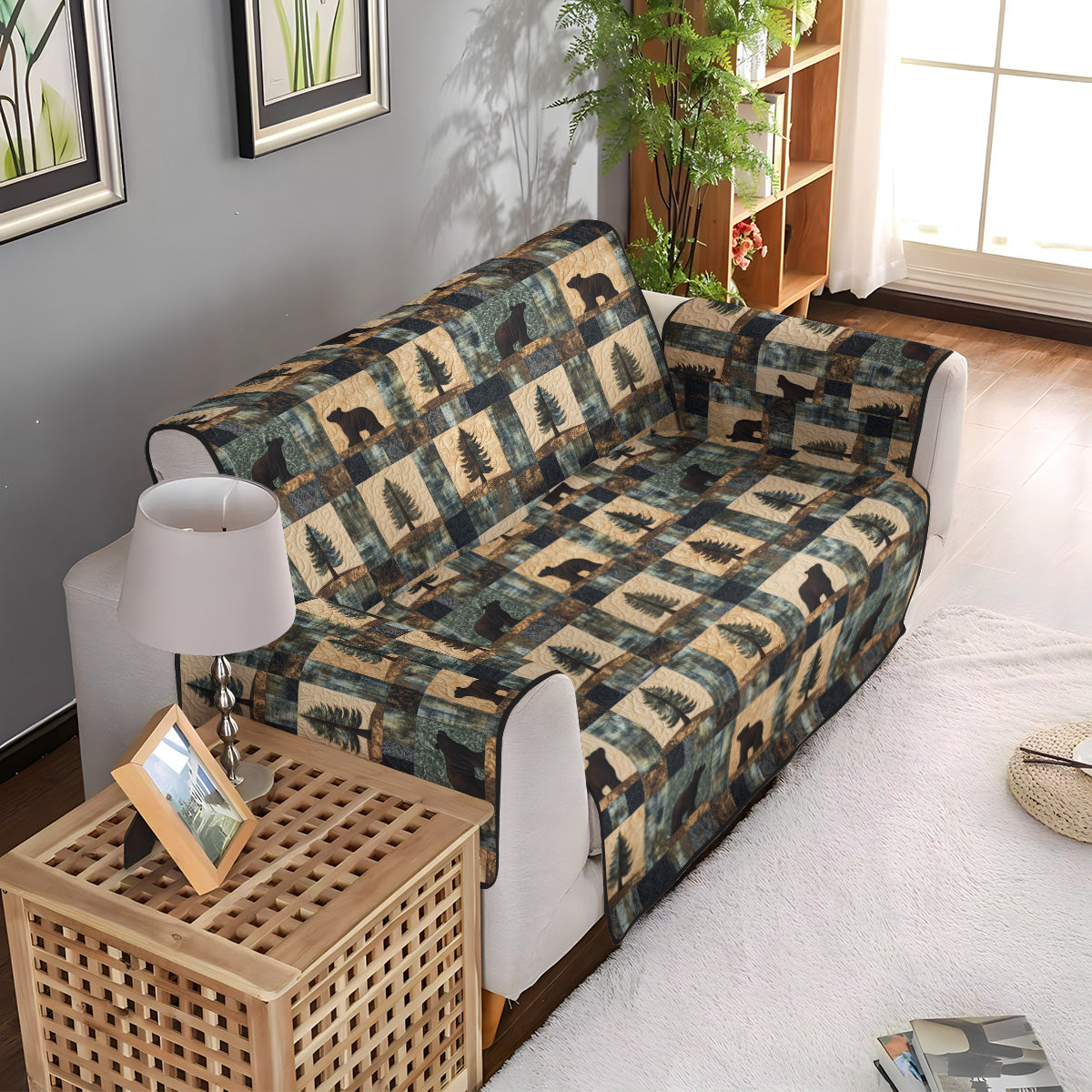 Alpine Meadow Quilted Sofa Cover Sofa Seat Covers Bear Gifts For Her - Image 3