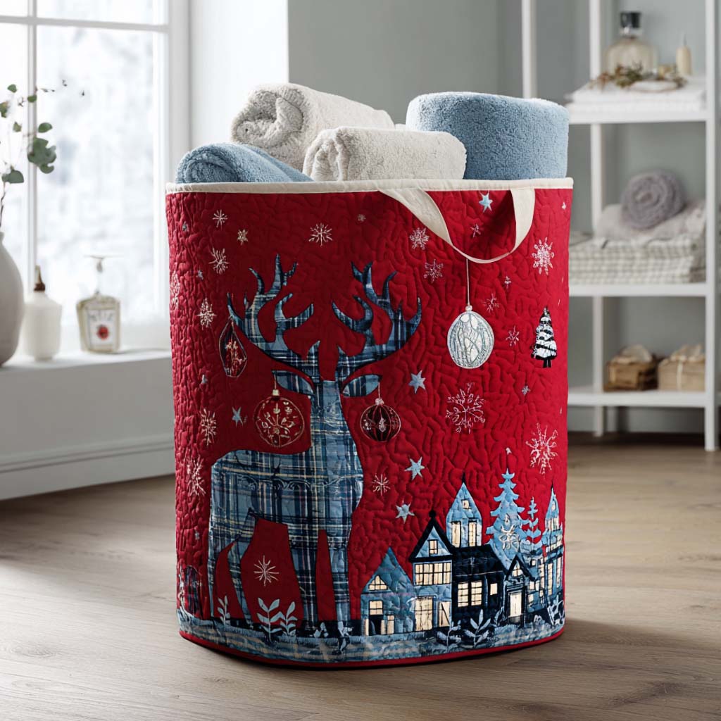 Alpine Village Glow Quilted Laundry Basket Home Decorations Xmas Presents For Mother In Law